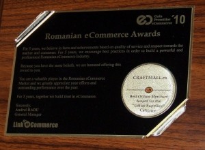 CraftMall.ro a fost desemnat “Cel mai bun magazin online la categoria Birotica si Papetarie” – GPEC 2010